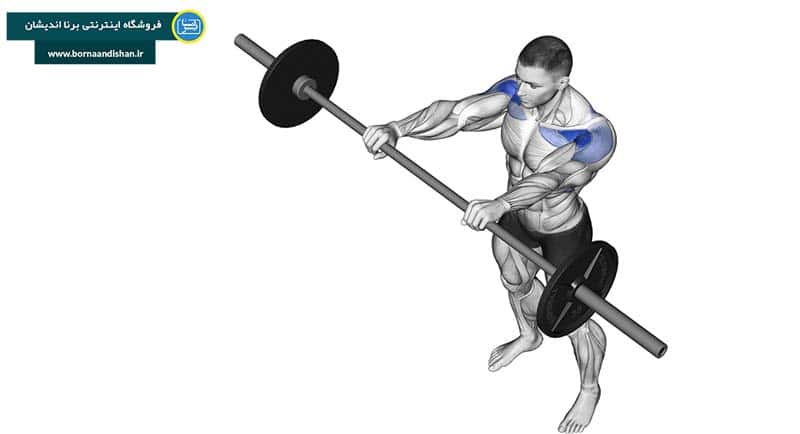 تقویت عضله شانه با حرکت بلند کردن هالتر از جلو